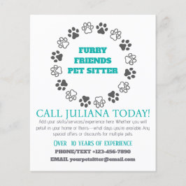 Flyer Furry Friends Mascota Sitter Blue Business