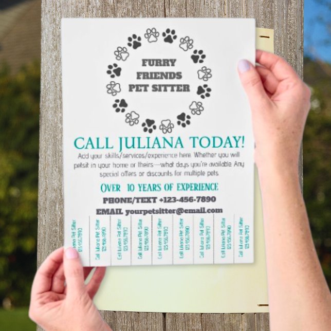 Flyer Furry Friends Mascota Sitter Pequeña Empresa Grand (Furry Friends Pet Sitter Small Business Large Flyers)