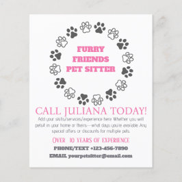 Flyer Furry Friends Mascota Sitter Pink Business
