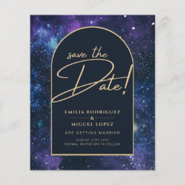 Flyer Galaxia Púrpura Azul Starry Night Boda Guardar fec
