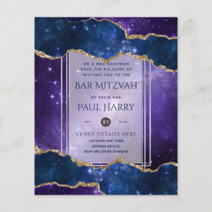Flyer Galaxy Noche Estrellada Invitaciones BAR MITZVAH A
