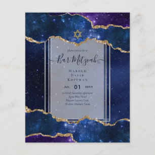 Flyer Galaxy Starry Night BAR MITZVAH Invitations Blue