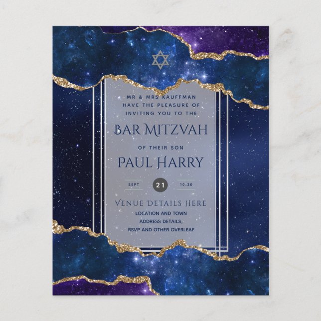 Flyer Galaxy Starry Night BAR MITZVAH Invitó a la Armada (Frente)