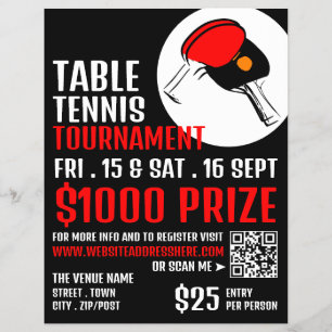 Flyer Gales rojos y negros, torneo de tenis de mesa