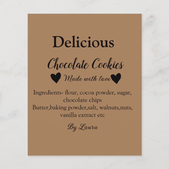 Flyer Galletas de chocolate caseras hechas con amor añad (Frente)