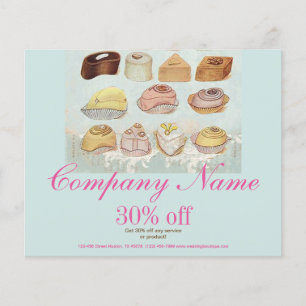 Flyer galletas de chocolate y caramelos de postre verde 