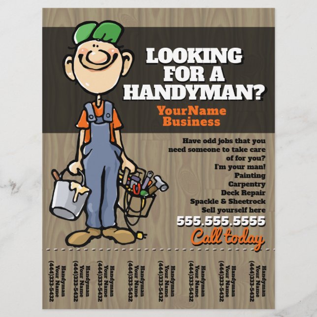 Flyer Ganar dinero con el pintor de carpintero Handyman (Frente)