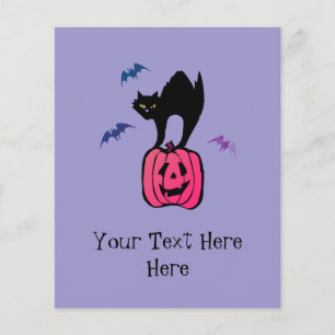 Flyer Gato Espeluznante Calabaza de Halloween Pop Art