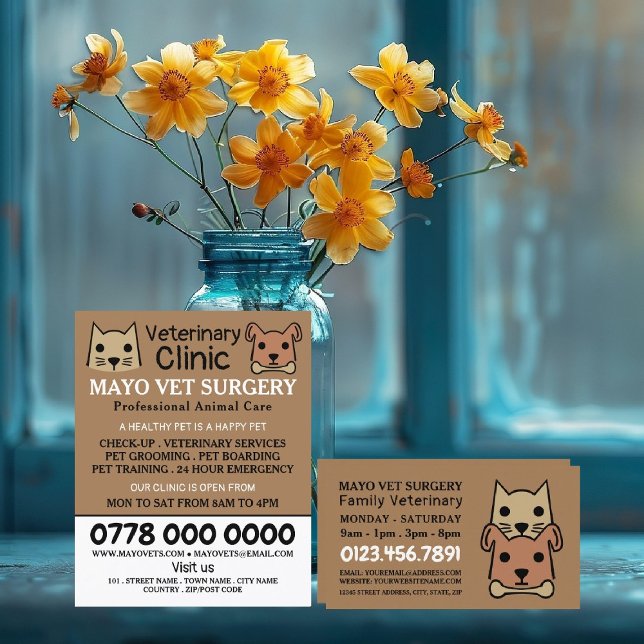 Flyer Gato y perro, veterinario, servicio veterinario (Subido por el creador)