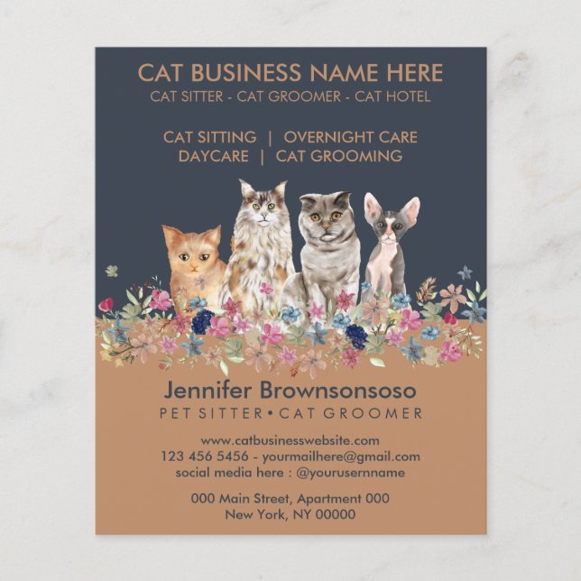 Flyer Gatos Marrones Bonitos de Mascota (Frente)