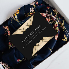 Flyer Gatsby geométrico negro dorado ahorra el presupues