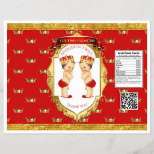 Flyer Gemelos Niño Rojo Dorado Bolsa de Patatas Fritas E