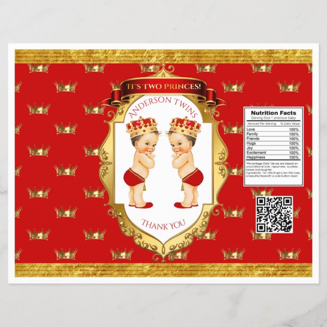 Flyer Gemelos Niño Rojo Dorado Bolsa de Patatas Fritas E (Frente)