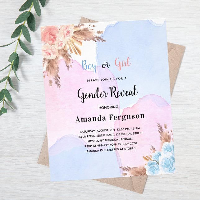 Flyer género revelar pampas pasto azul rosa presupuesto (Subido por el creador)