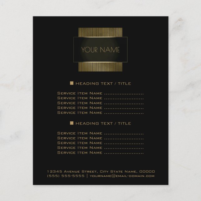 Flyer Geometría de nombre mínimo conceptual de oro negro (Frente)