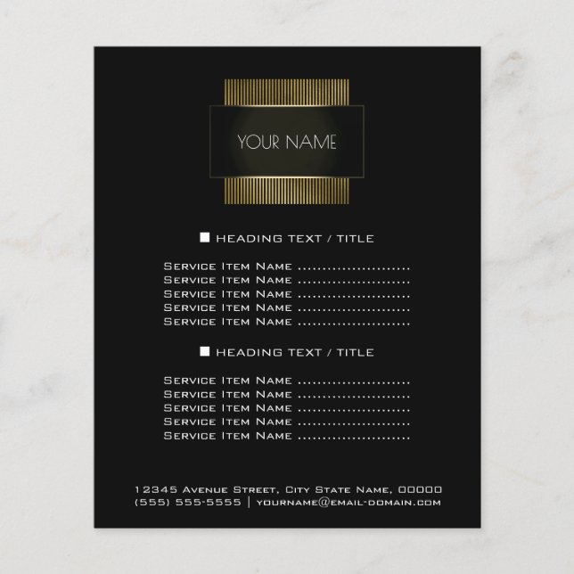Flyer Geometría mínima conceptual de oro blanco negro (Frente)