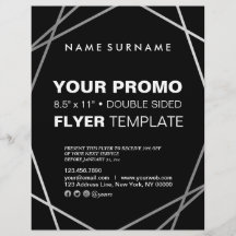 Geometría moderna Minimalista plateada negra de 8,