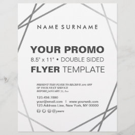 Flyer Geométrico plateado Minimalista moderno de 8,5"x11
