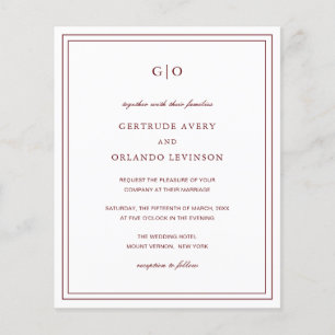 Flyer Gertrude Burgundy Wine Classic Elegant Wedding