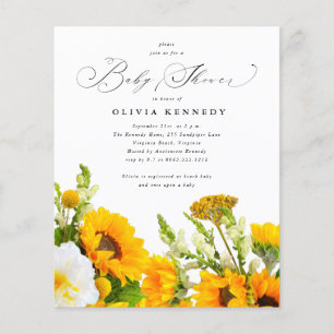 Flyer Girasol presupuestal Boho Floral Baby Shower