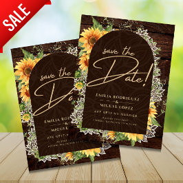 Flyer Girasoles Rústicos y Encaje para Anuncio de Boda "