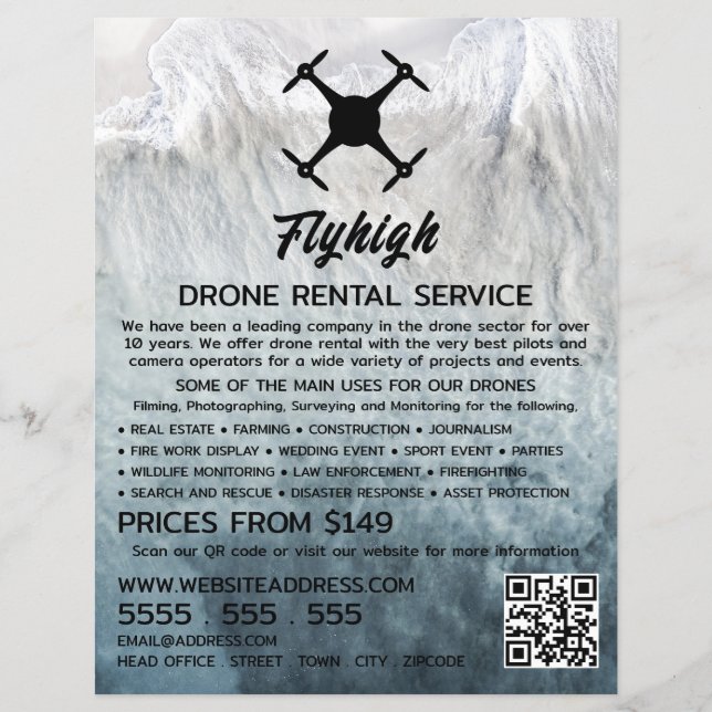 Flyer Glacier Drone Silhouette, compañía de alquiler de  (Frente)