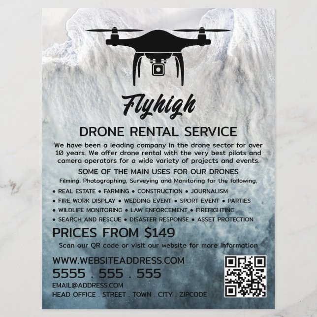 Flyer Glacier Drone Silhouette, compañía de alquiler de  (Frente)