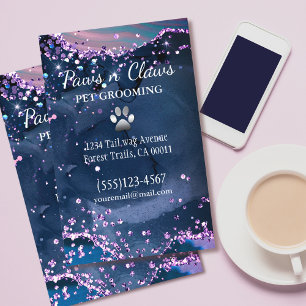 Flyer Glam Dog Mascota Grooming Paw Agate Purpurina