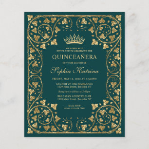 Flyer Glam Emerald Green Gold barato Tiara Quinceanera