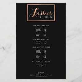 Flyer Glam Lashes Script Rosa de texto oro/negro