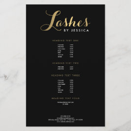Flyer Glam Lashes Texto con Letra Script Gold/Black Flye