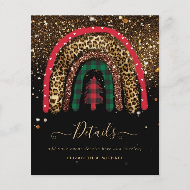 Flyer Glam, Purpurina de oro del arcoiris Navidades de 2 (Frente)