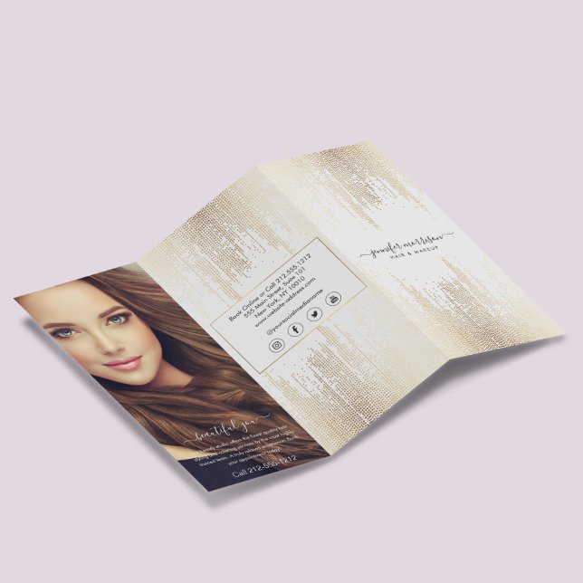 Flyer Glam Script Gold Confetti Rain Tri-Fold Brochure (Subido por el creador)