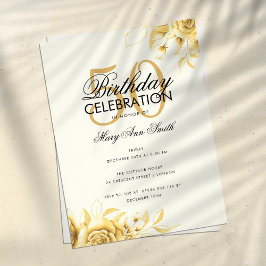 Flyer Glamour floral presupuesto cumpleaños crema de oro