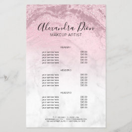 Flyer Glitter de mármol rosa oro maquillaje artista