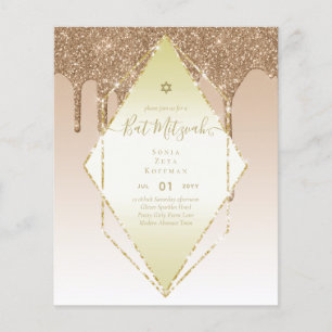 Flyer Glitzy BAT MITZVAH Invita a los Purpurinas Sparkle