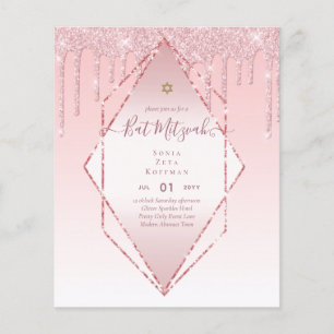 Flyer Glitzy BAT MITZVAH Invita a los Purpurinas Sparkle