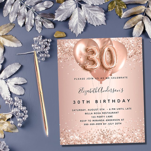 Flyer Globos de oro rosa de invitación de presupuesto pa (Subido por el creador)