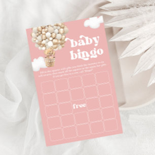 Flyer Globos de Oso Rosa Teddy Bear Juego de Baby Shower