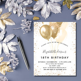 Flyer Globos de purpurinas de oro blanco de la fiesta de