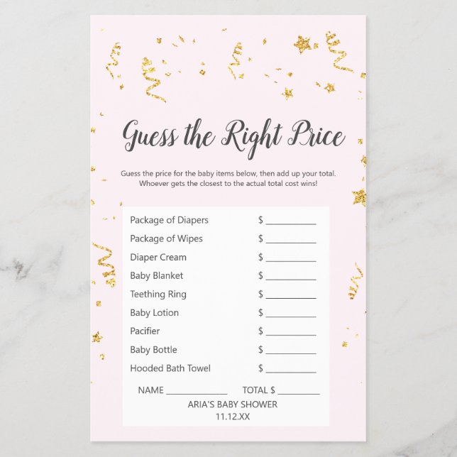 Flyer Gold Celebration on Pink Guess The Right Price (Frente)