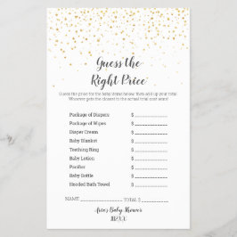 Flyer Gold Confetti Baby Shower GuessThe Right Price