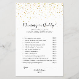 Flyer Gold Confetti Baby Shower Mummy or Daddy Game