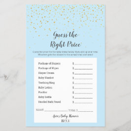 Flyer Gold Confetti Blue Shower GuessThe Right Price