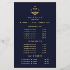 Flyer Gold Lotus Blue Spa & Masajes Precio y Servicios