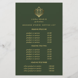 Flyer Gold Lotus Green Spa & Masajes Precios y Servicios