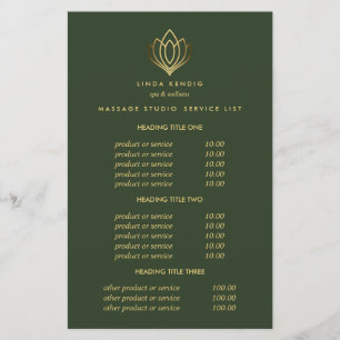 Flyer Gold Lotus Green Spa & Masajes Precios y Servicios