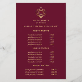 Flyer Gold Lotus Ruby Spa & Masajes Precio y servicios