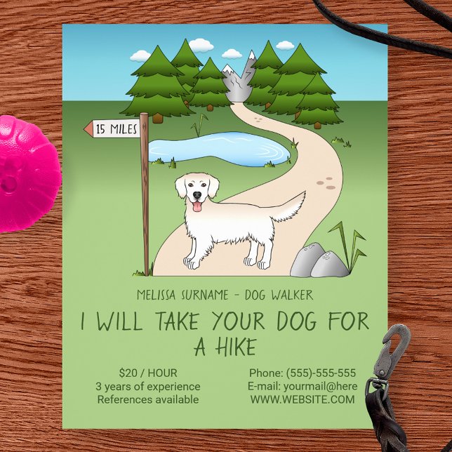 Flyer Golden Retriever junto a un sendero de excursión - (Subido por el creador)