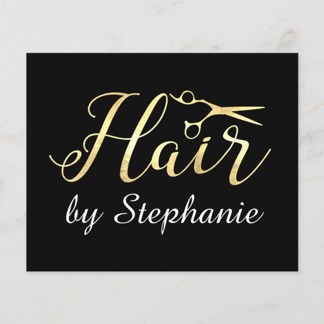 Flyer Golden Script Scissors Hairstylist Hair Salon (Frente)